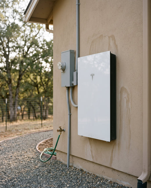 Tesla Powerwall home battery installed on the side of a home in El Dorado Hills, CA
